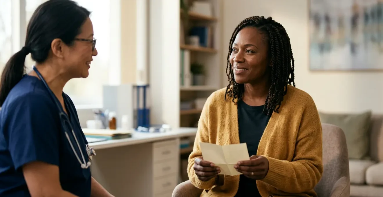 Patient navigating NHS holistic care pathways with supportive healthcare professionals