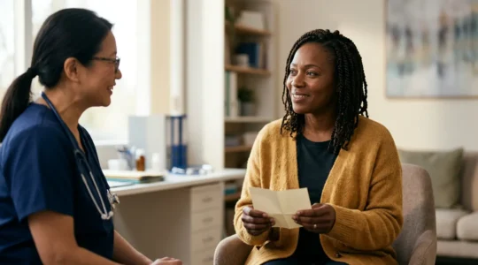 Patient navigating NHS holistic care pathways with supportive healthcare professionals