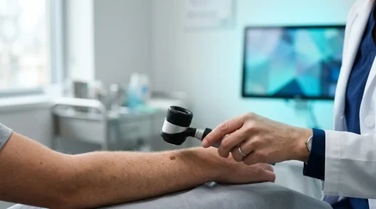 Advanced medical AI technology analyzing diagnostic imaging in modern healthcare setting