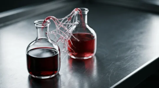 Professional medical visualization depicting blood type compatibility in emergency transfusion setting