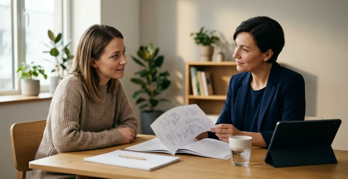 Person with epilepsy consulting with neurologist about medication tapering in a calm, professional medical setting