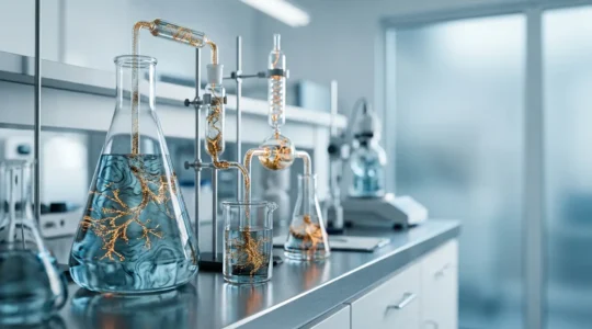 Microscopic visualization showing viral transmission patterns and pandemic spread dynamics