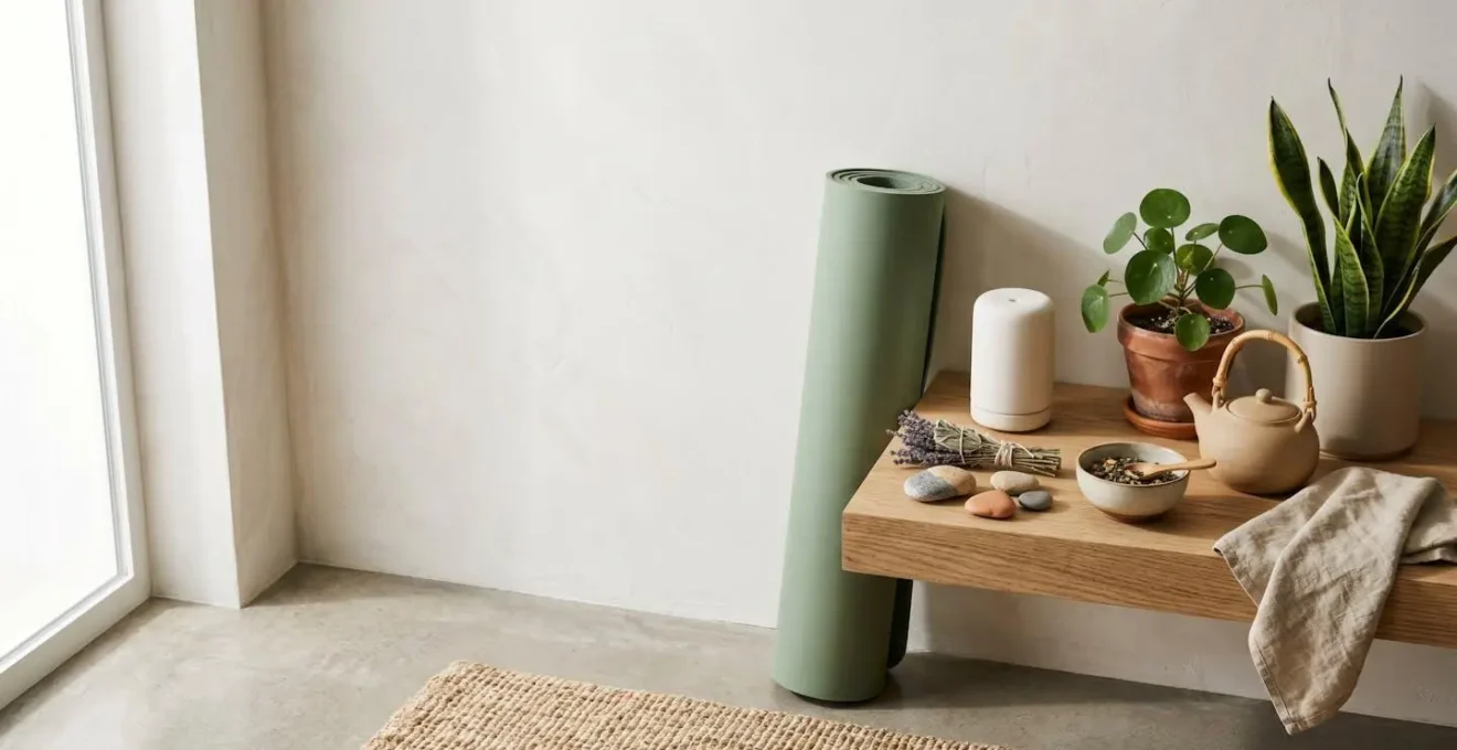 Natural wellness elements arranged minimally representing affordable self-care practices