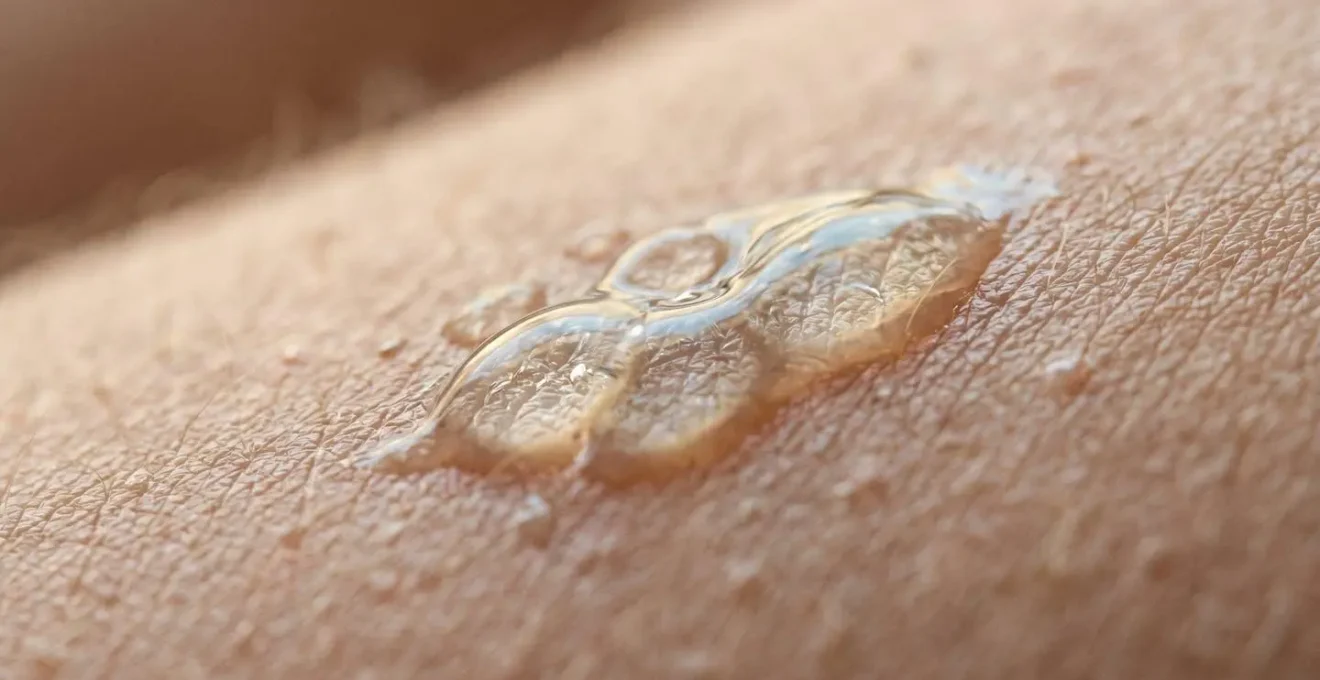 Close-up showing chlorhexidine molecular binding to skin surface creating protective antimicrobial layer