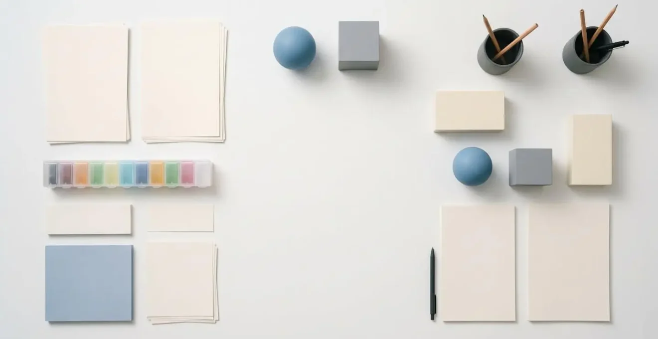 Visual framework showing an organized flat-lay of objects for comparing health insurance options with chronic disease considerations.