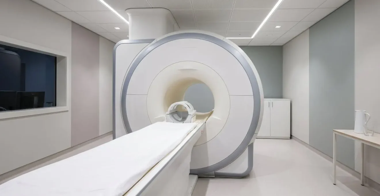 Modern wide-bore MRI scanner showing spacious patient-centered design with calming environment